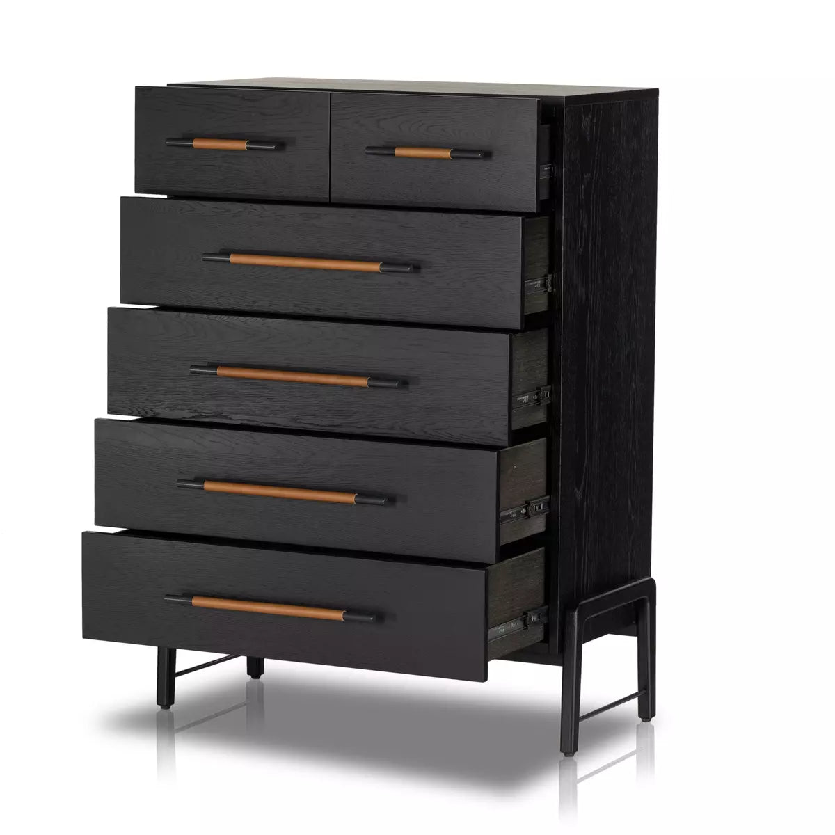 Rosedale 6 Drawer Tall Dresser - Ebony Oak