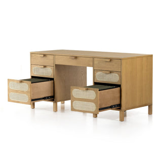 Allegra Executive Desk - Honey Oak Veneer