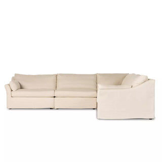 Delray 5Pc Slipcover Sectional - Evere Creme