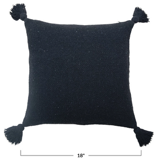 18" Square Recycled Cotton Blend Pillow with Tassels