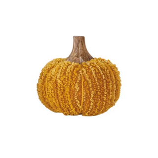 Cotton Blend Bouclé/Velvet Pumpkin w/ Wood Stem