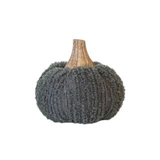 Cotton Blend Bouclé/Velvet Pumpkin w/ Wood Stem