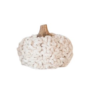 Cotton Blend Bouclé/Velvet Pumpkin w/ Wood Stem