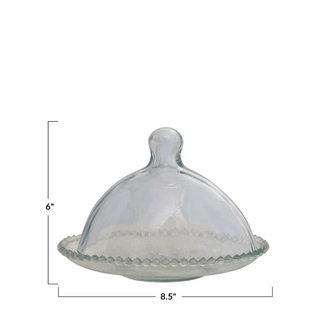 Glass Cloche w/ Hobnail Edge Tray, Set of 2