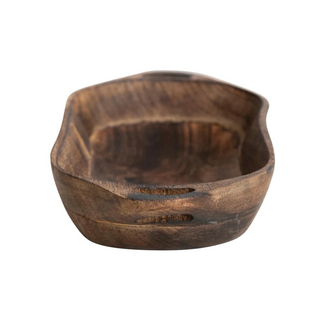 Mango Wood Bowl w/ Handles, Walnut Finish