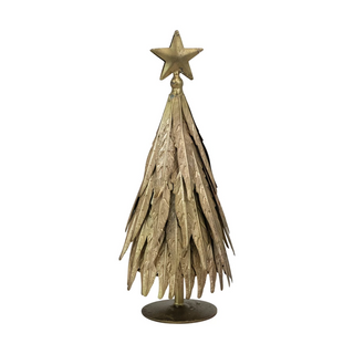 Embossed Metal Tree with Star, Antique Brass Finish