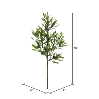 26" Green Olive Leaf Spray 3/pk