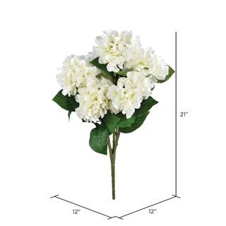 21" Artificial White Hydrangea Bush.