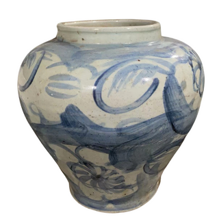 High Blue and White Jar with Flower Motif