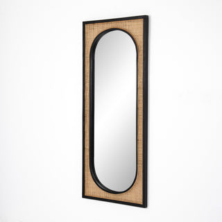 Candon Floor Mirror - Warm Wheat Rattan