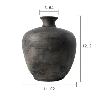 Earthy Gray Pottery Short Neck Vase