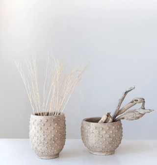 Sandstone Hobnail Planter, Distressed Finish