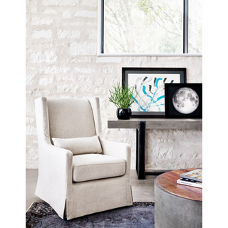 Swivel Wing Chair-Jette Linen