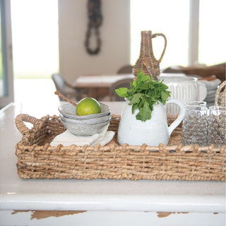 Hand-Woven Seagrass Tray with Handles