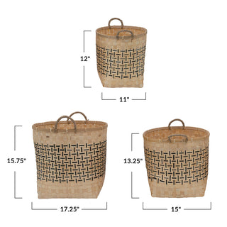 Hand-Woven Bamboo Baskets | Set of 3