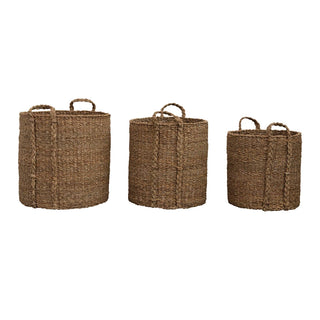 Hand-Woven Baskets with Handles