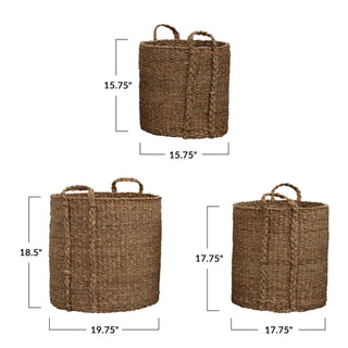 Hand-Woven Baskets with Handles