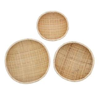Shallow Bamboo Baskets | Set of 3
